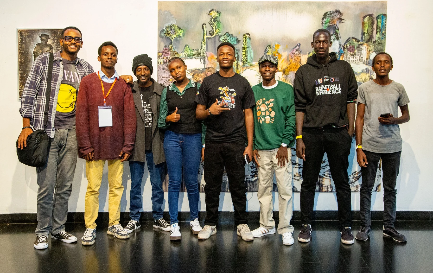 Jose Animation Studios community and collaborators gathered in a gallery space